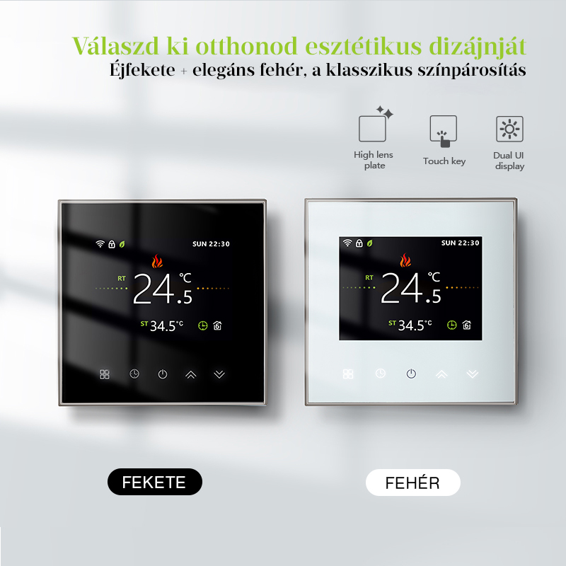 Luxus WIFI termosztát (standard méret) fekete színben B2000 - Image 5